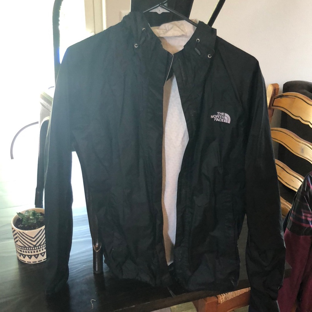 Black north face rain jacket